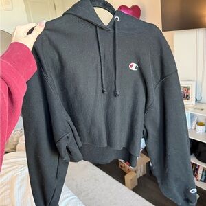 Champion Women's Black Cropped Hoodie